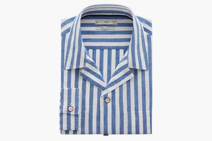 Mango áo sơ mi cotton sọc vừa vặn thông thường