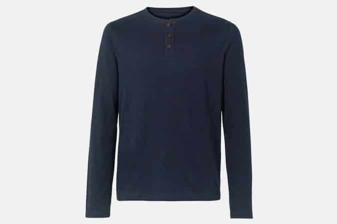 Fatface dark ink lowick hemp henley t-shirt