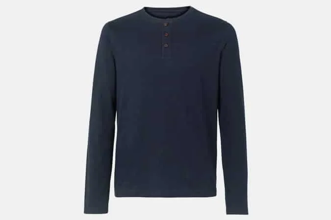 Fatface dark ink lowick hemp henley t-shirt