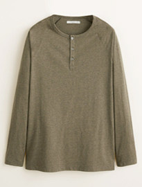 He by mango henley cotton t-shirt