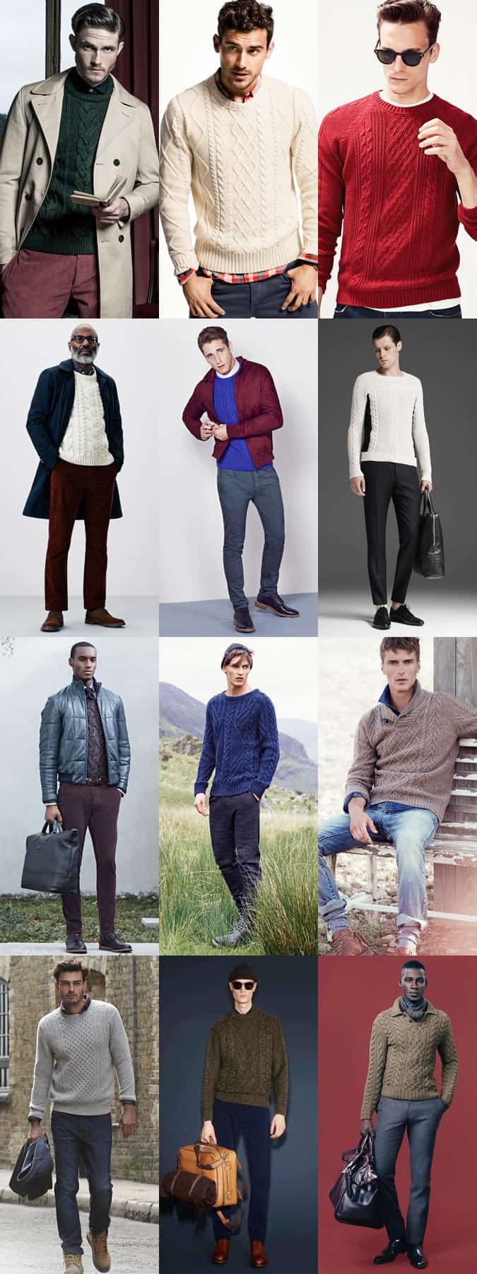 Cầu thủ nhảy dây aran và cáp đan nam - lookbook lấy cảm hứng từ trang phục