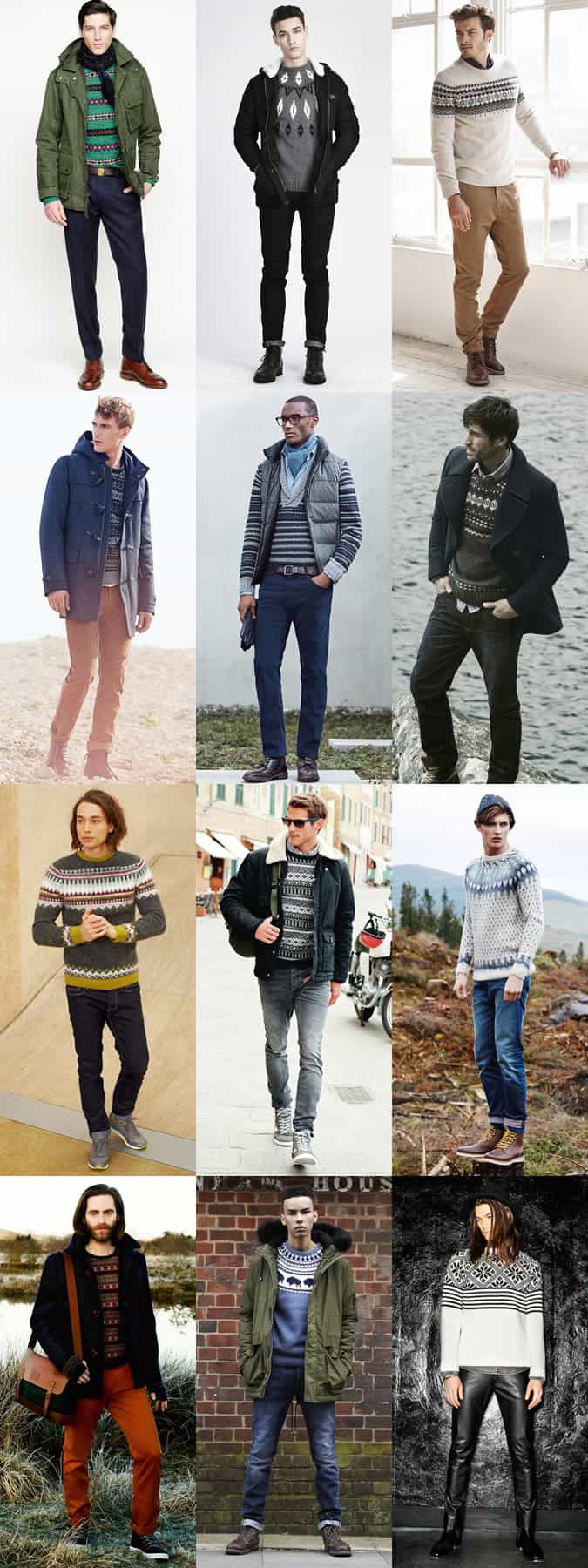 Quần nhảy nam fair isle knit jumpers - lookbook lấy cảm hứng từ trang phục