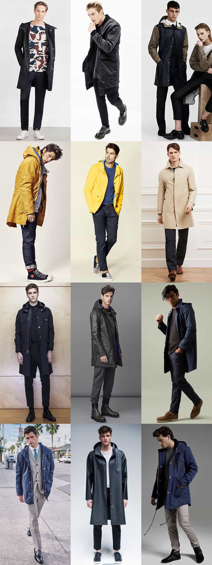 Áo khoác đi mưa chống thấm nước cho nam giới trang phục mùa thu lookbook inspiration