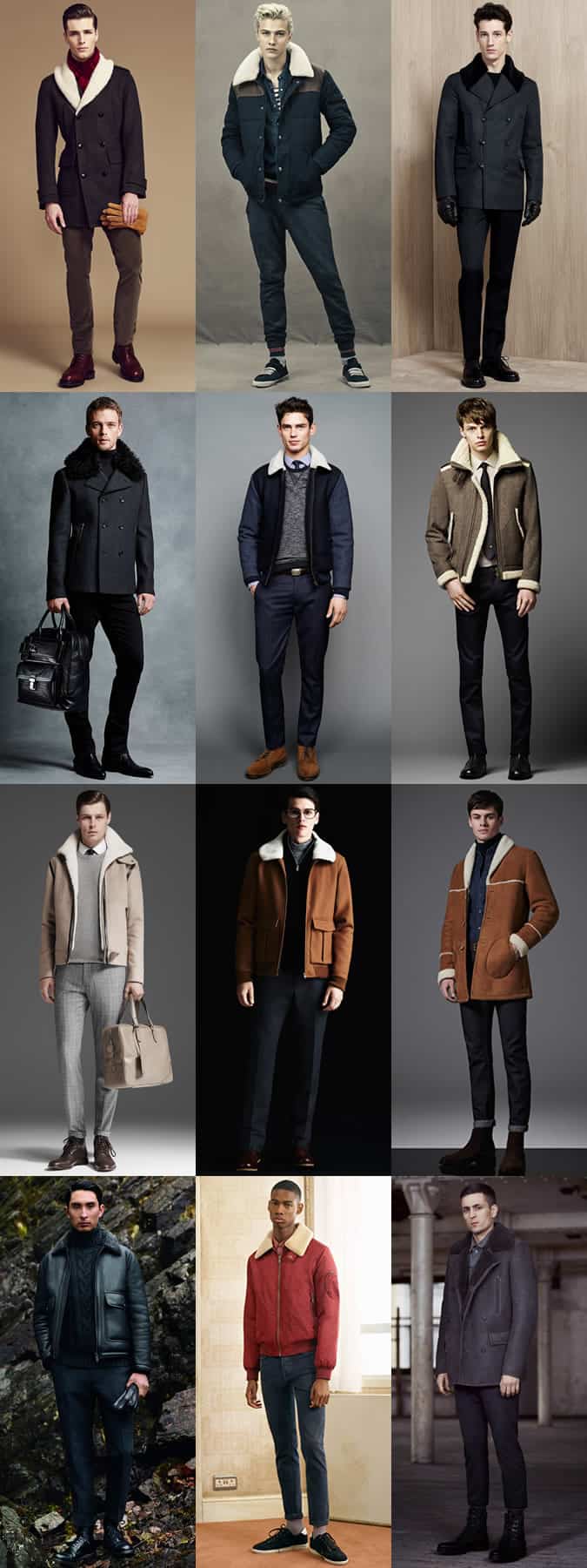 Áo khoác shearling nam outfit inspiration lookbook