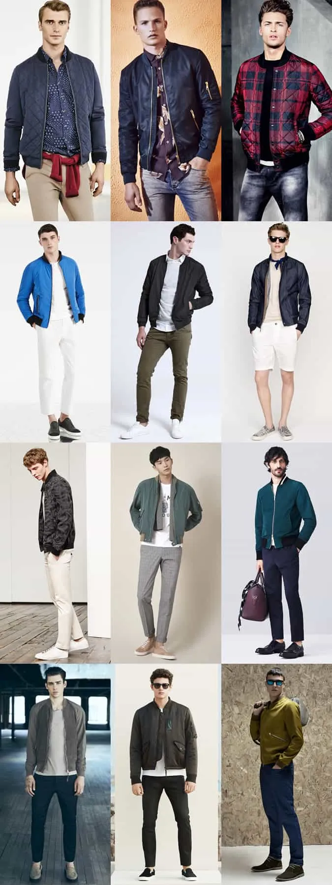 Nam giới áo khoác bomber lookbook lấy cảm hứng từ trang phục mùa xuân