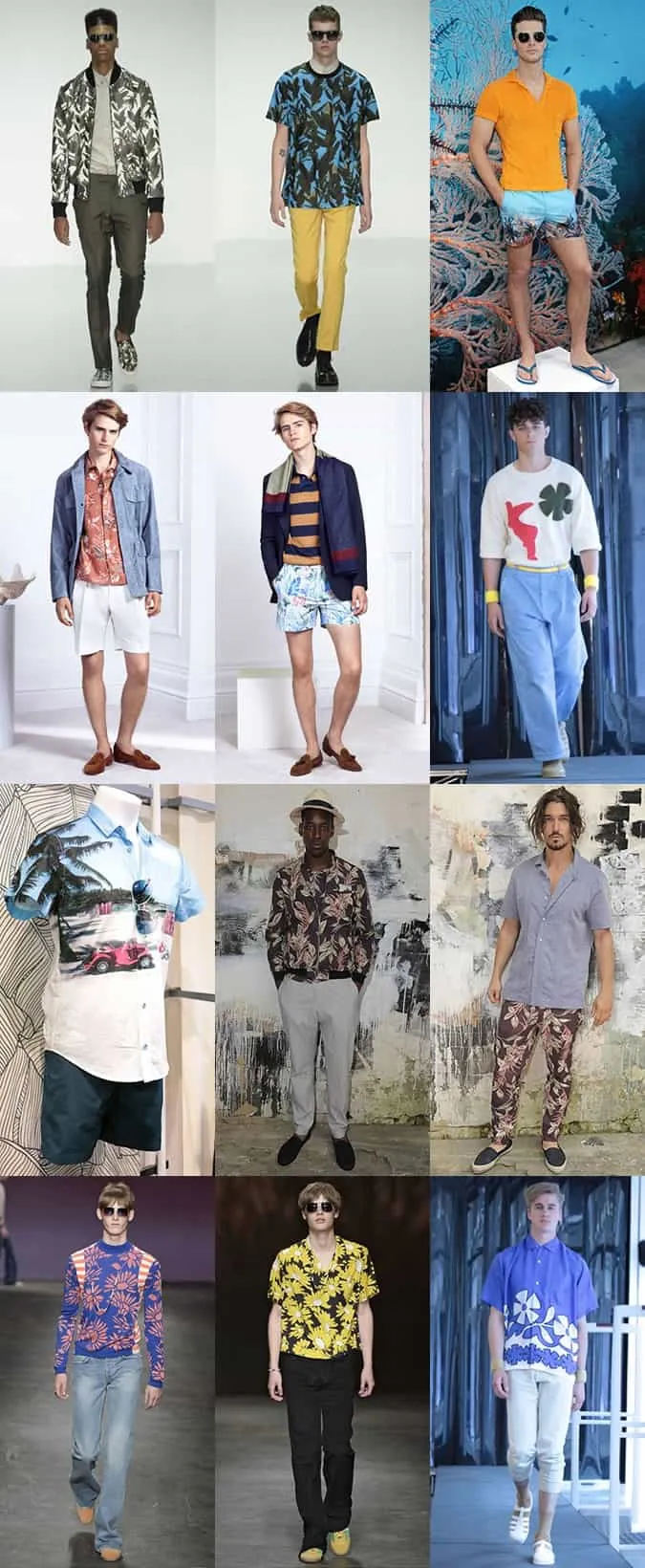 Bản in nhiệt đới và hoa trên đường băng ss15 menswear tại london collections: nam