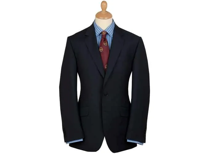 Bộ suit len mohair hai nút màu navy 10oz