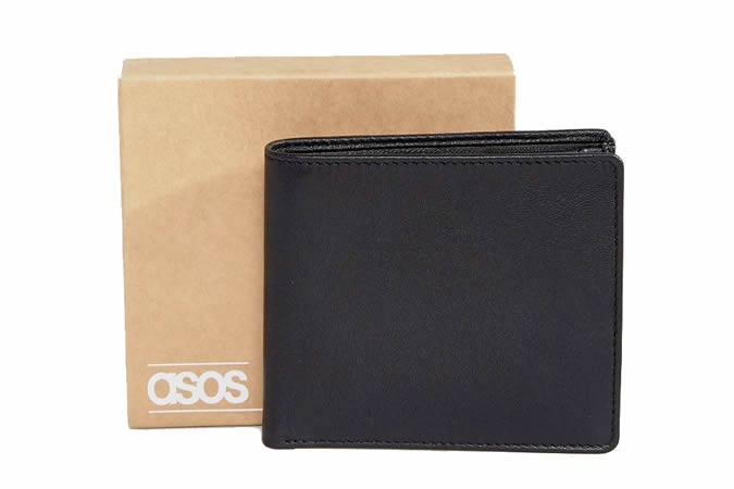 Asos design ví da màu đen với ví đựng tiền xu bên trong