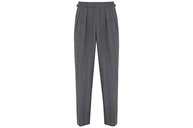 Gray prince of wales kiểm tra wool aleks trousers