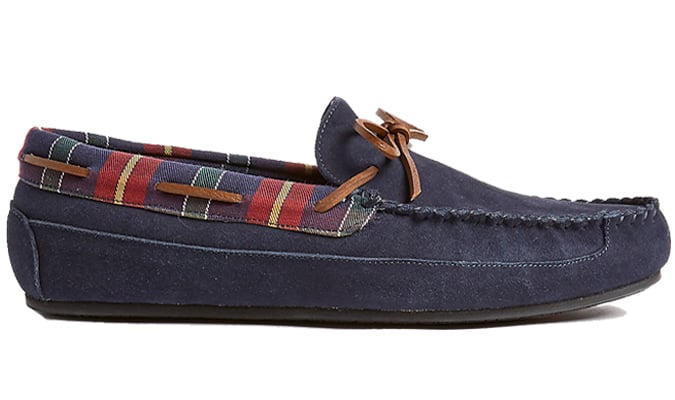 M&s collection da lộn slip-on moccasin dép