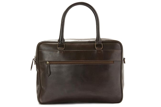 John lewis & partners milan leather briefcase, brown