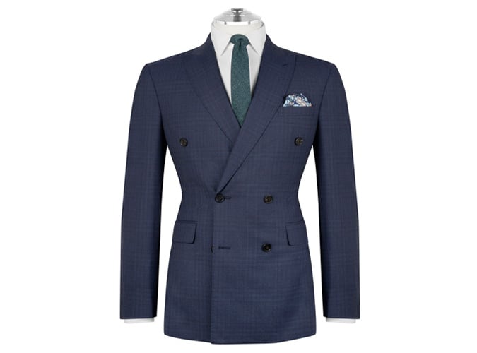 Imperial slim fit double bre khoe jacket in navy check zegna wool