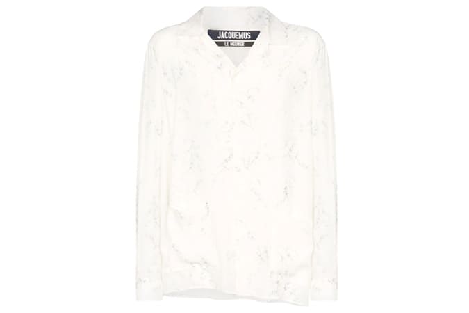 Áo sơ mi in hoa hở cổ jacquemus etienne
