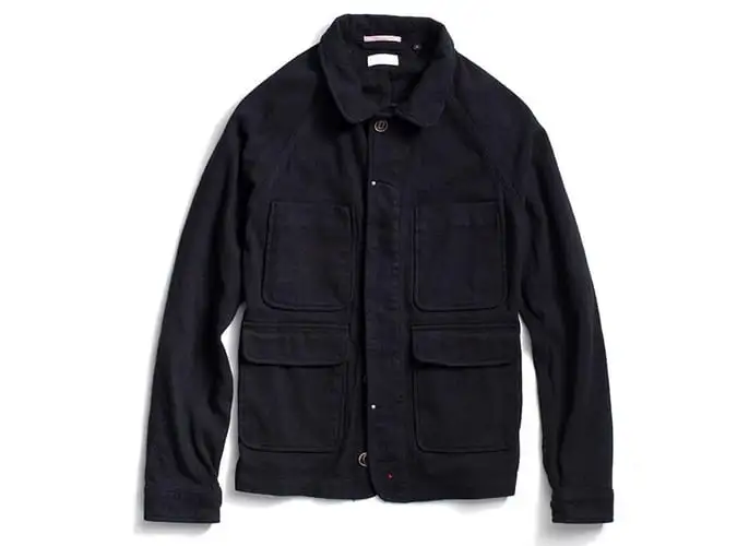 Apolis black indigo wool chore jacket