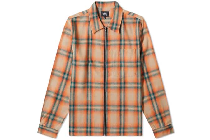 Những chiếc áo sơ mi kẻ sọc đáng mua nhất vào năm 2022 16 Stussy gunn plaid zip lên áo