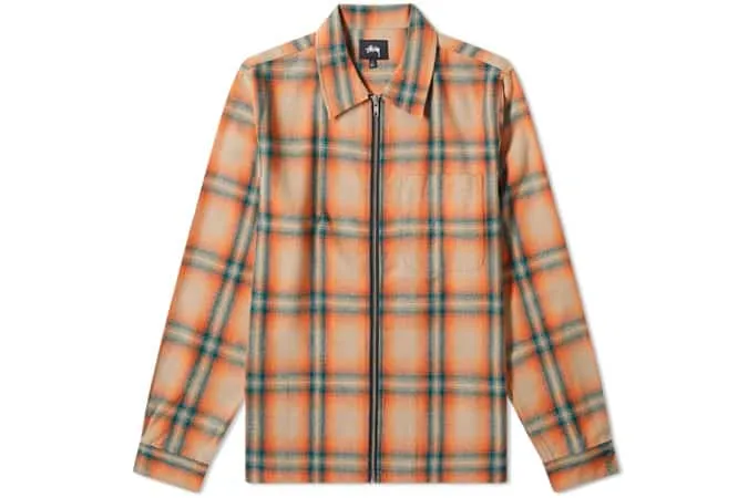 Stussy gunn plaid zip lên áo