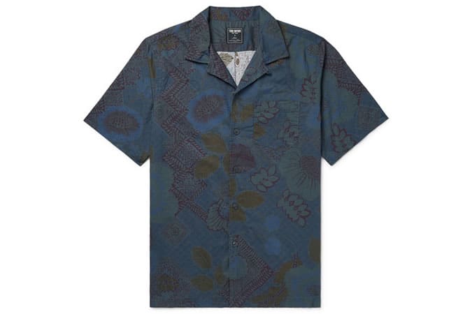 Todd ​​snyder áo sơ mi cotton in cổ áo mỏng vừa vặn cho người đi trại