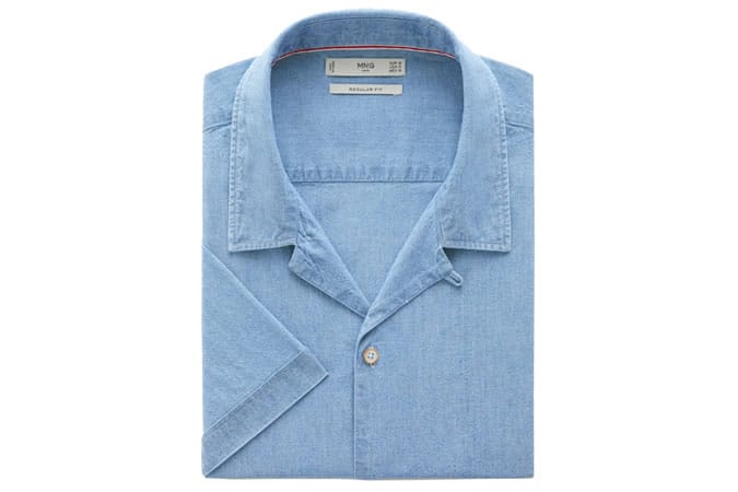 Áo sơ mi denim vừa vặn giặt nhẹ