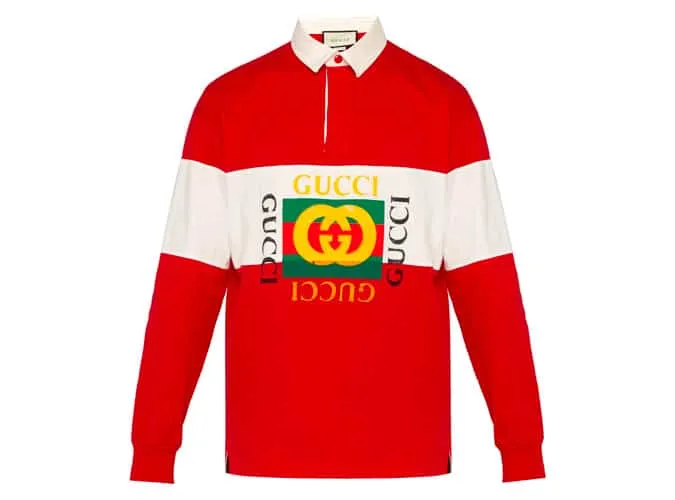 Gucci áo bóng bầu dục cotton-jersey giả logo