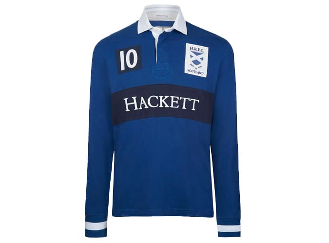 Áo bóng bầu dục bằng vải bông hackett london scotland, biển sâu