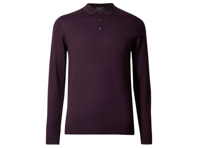 Polo len dệt kim merino nguyên chất cực mịn