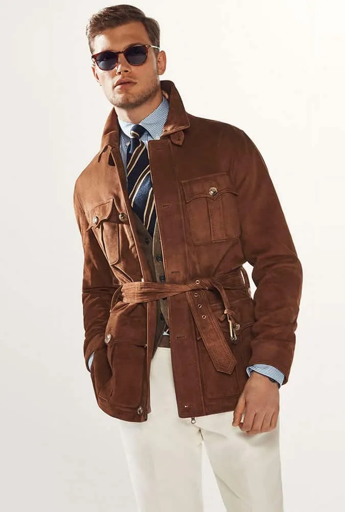 Áo khoác da lộn safari của massimo dutti