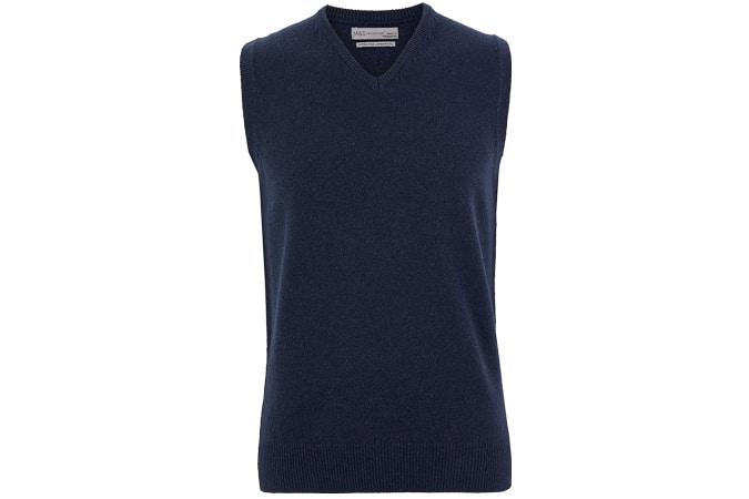 M&s collection pure lambswool không tay áo len nam cổ v áo vest