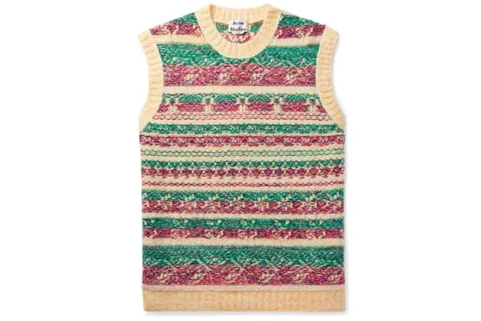 Acne studios áo len mỏng-fit fair isle jacquard vest