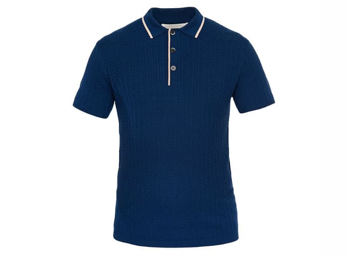 Những chiếc polo dệt kim tốt nhất nên mua vào năm 2022 9 50s inspired navy textured polo, áo thun polo dệt kim