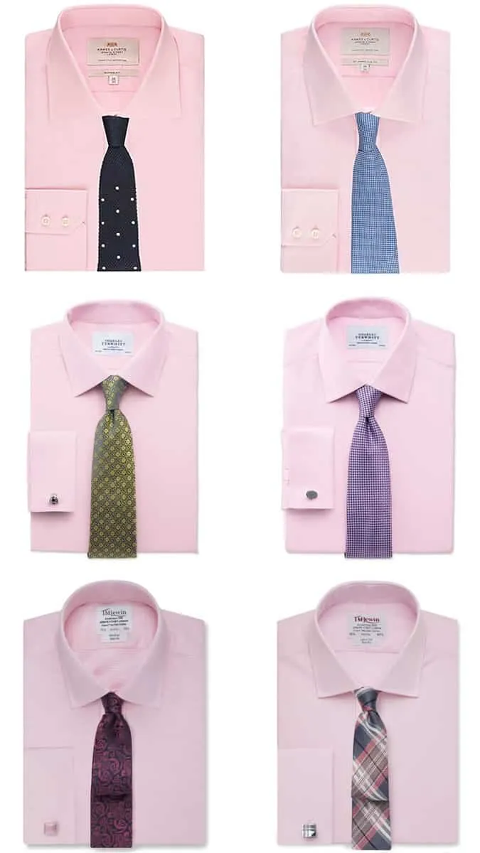 Sự kết hợp giữa áo sơ mi và cà vạt màu hồng cho nam