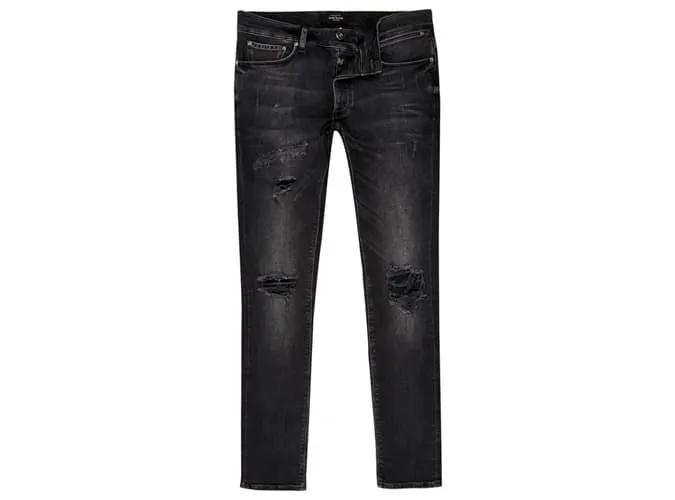 Quần jean skinny rách màu đen wash rách sid