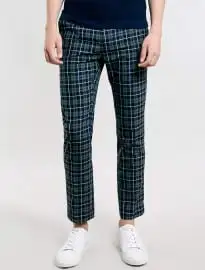 Topman green checked quần cắt