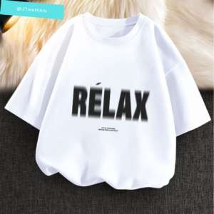 Áo thun Unisex in chữ Relax hiệu ứng mờ, áo phông Unisex tay lỡ form rộng, áo thun Unisex vải cotton JTeeMan JT21 Trắng