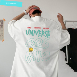 Áo thun Unisex in hình đẹp, áo phông Unisex tay lỡ form rộng, áo thun Unisex nam nữ vải cotton JTeeMan JT20 Trắng 1