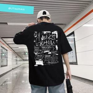 Áo thun Unisex tay lỡ form rộng cao cấp, áo phông Unisex nam nữ cá tính, áo thun Unisex vải cotton JTeeMan JT23 Đen 1