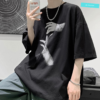 Áo thun unisex tay lỡ form rộng in 2 bàn tay, áo phông unisex cá tính, áo thun unisex vải cotton cao cấp jteeman jt26 đen 3