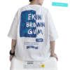 Áo thun unisex tay lỡ form rộng in chữ ekin brown gvm, áo phông unisex cá tính, áo thun unisex vải cotton jteeman jt17 trắng