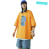 Áo thun unisex tay lỡ form rộng in hình khuôn mặt, áo phông unisex nam nữ, áo thun unisex vải cotton jteeman jt18 vàng