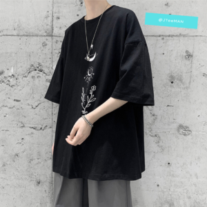 Áo thun Unisex tay lỡ nam nữ JTeeMan, áo phông Unisex form rộng theo xu hướng, áo thun Unisex in hình vải cotton JT13 Đen 2