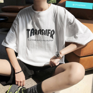 Áo thun unisex form rộng Jteeman, Áo thun nam tay lỡ in chữ Tarashfr, áo thun nam tay ngắn vải cotton thoáng mát JT9 6