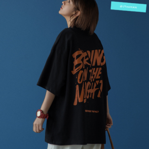Áo thun unisex form rộng, áo thun unisex tay lỡ Bring On The Night phông trơn nam nữ, áo thun unisex vải cotton JT28 Đen 1