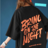 Áo thun unisex form rộng, áo thun unisex tay lỡ bring on the night phông trơn nam nữ, áo thun unisex vải cotton jt28 đen