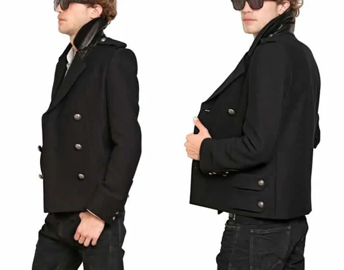 Balmain cotton garbandine & nappa pea coat