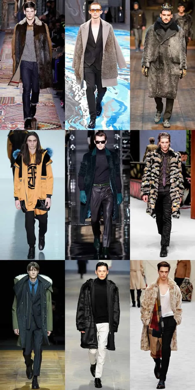 Áo khoác lông dài đầy đủ trên đường băng aw14 menswear