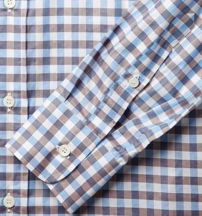Brioni gingham check cotton áo sơ mi
