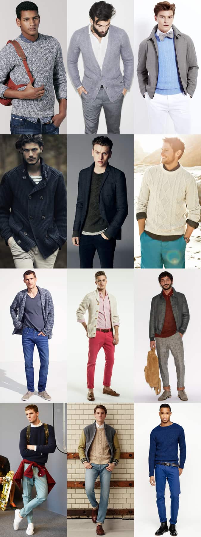 Cảm hứng về trang phục: mùa chuyển tiếp thông minh-giản dị 19 Quần áo dệt kim chunky nam - lookbook lấy cảm hứng từ trang phục mùa chuyển tiếp