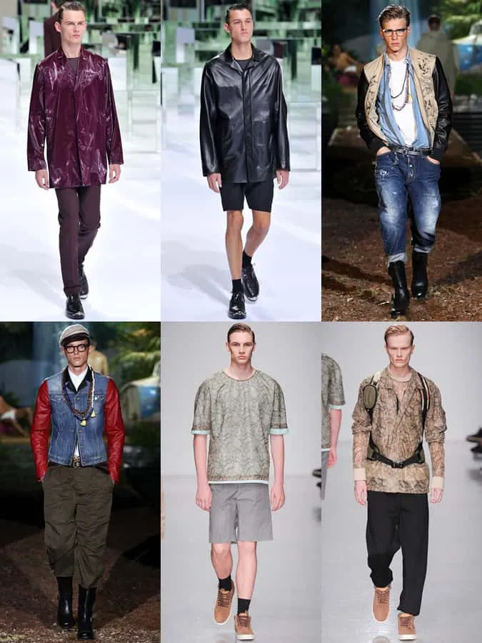 Những miếng da thuộc & da rắn trên đường băng dành cho nam giới của dior homme, dsquared2 và christopher raeburn ss14