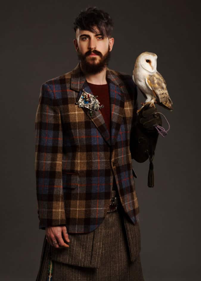 Ten30 harris áo khoác tartan vải tuýt