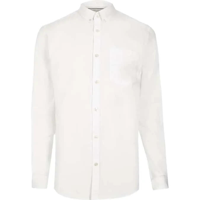 Trắng-cotton-nút-xuống-oxford-shirt