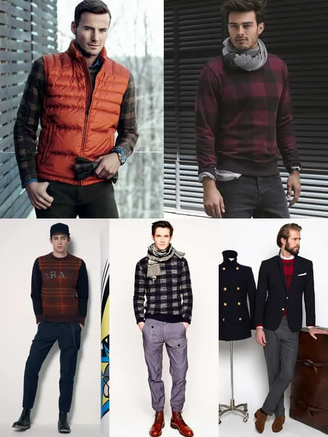 Nam giới checkbook và tartan dệt kim / jumpers outfit lookbook inspiration